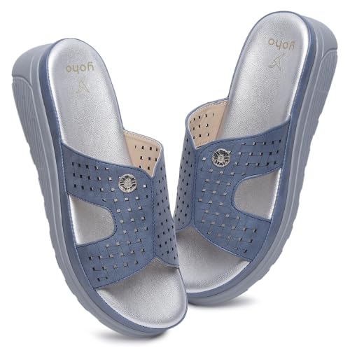 Image of YOHO SDL 111 Slides for Women | Orthopedic & Soft Sandal for Ladies | Fancy Slippers /Chappal For Girls | Stylish Heeled Wedhes for Everyday Wear