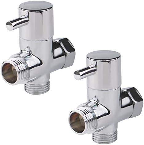 2 Pack Solid Brass 3-way G1/2 Shower Diverter,Polished Chrome Diverter Valve for Hand Shower and Fixed Shower Head,Shower System Replacement Adapter