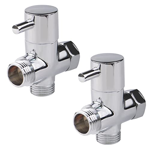 2 Pack Solid Brass 3-Way G1/2 Shower Diverter,Polished Chrome Diverter Valve For Hand Shower And Fixed Shower Head,Shower System Replacement Adapter #TOP2