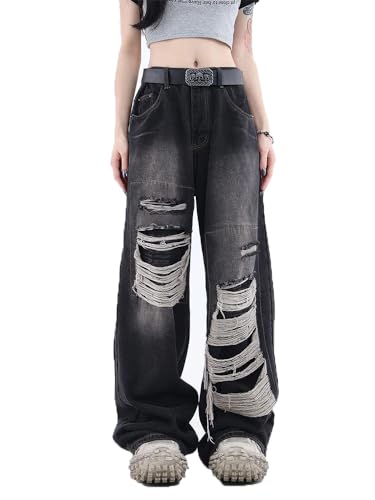 Women's Gothic Ripped Jeans High Waist Hip-Hop Vintage Y2k