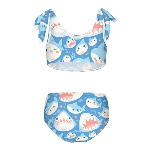 KLL Fish sea Water Blue Pattern Girls 2 Piece Bikini Sets Scoop Neck Swimming Swimsuit Swimsuit2