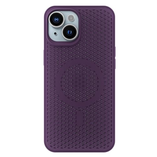 Image of Outlouders Back Cover for iPhone 15 Plus | Honeycomb Cooling Design | Silicone Heat Dissipation | Mag-Safe Compatible | Shockproof Camera Protection Bumper Case (Purple Mag-Safe)