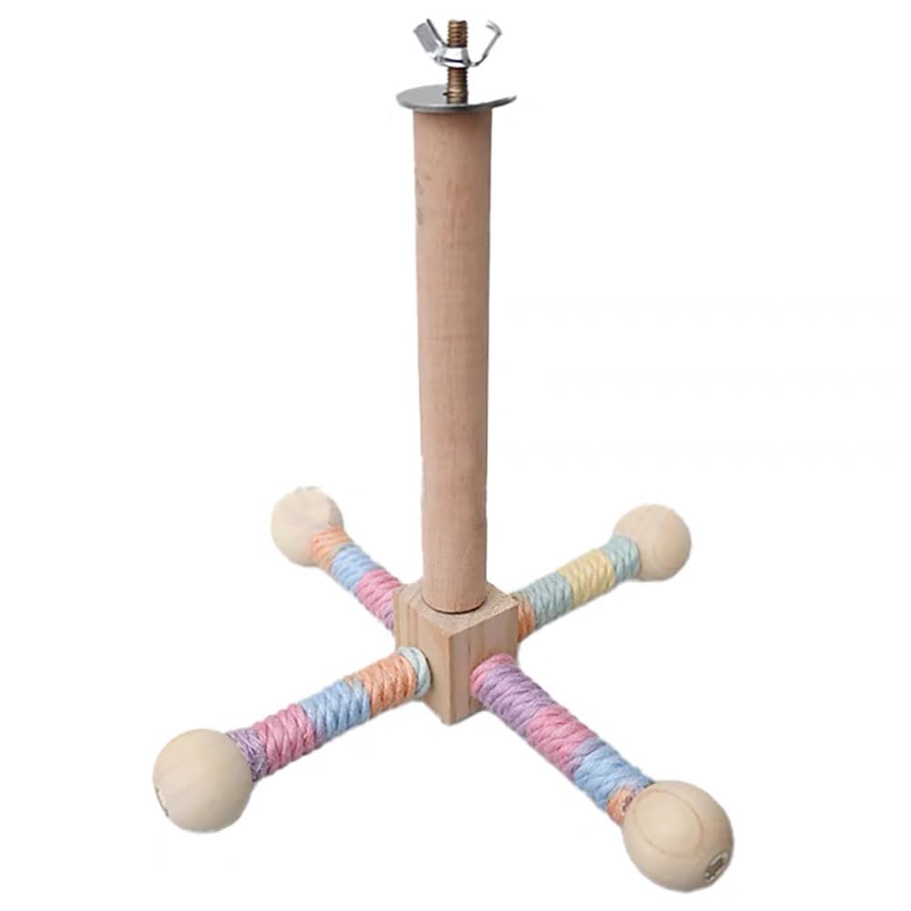 Bird Stand Spinning Perch with Rope Perch Set for Small Medium Birds Rotating Wooden Perch with Colorful Bendable Rope Perches for Parakeets Cockatiels Lovebirds Budgies Conures Easy to Install