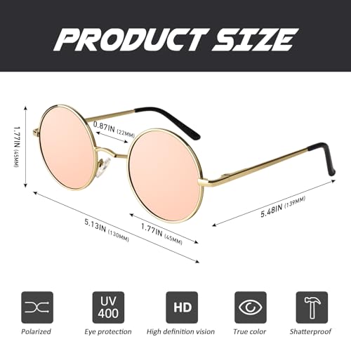 Image of CGID Retro Round Polarized Sunglasses Mens Womens Circle Metal Hippie Shades UV400 Protection E01