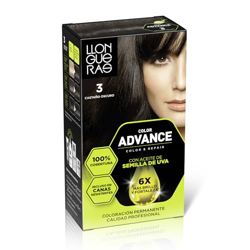 Llongueras Color Advance Tinte Pelo Mujer Coloración Permanente 100% Cobertura Incluso En Canas Resistentes - Tono 3 Castaño Oscuro