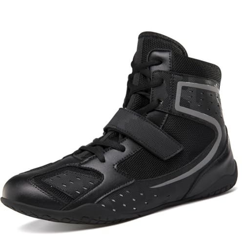 Hixingo Zapatos de Boxeo para Hombre Mujer 36-46, Zapatillas Boxeo Hombre Mujer Cons Uelas de Goma Antideslizantes Zapatillas Lucha Libre Ligero y Respirable (QJ-994 Negro,41)