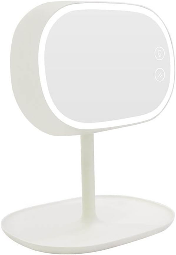 Makeup Mirror LED Lamp Storage – Zikken Multifunction Night Light 180 Degree Swivel Make Up Mirrors with Lights Creative Adjustable Desk Lamp Vanity Mirror Table Lamp, Gifts for Female (White)