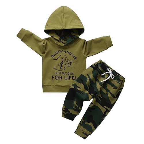 Image of Eghunooy Toddler Infant Baby Boy Clothes Long Sleeve Hoodie Sweatsuit Pants Outfits Sets
