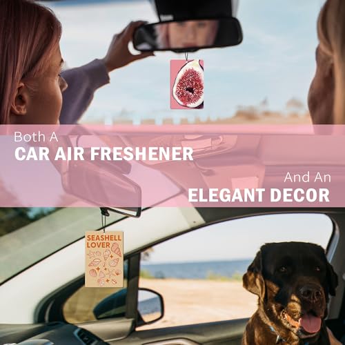 Image of Trendy Retro Beach Seashell Car Air Freshener 4Pcs, Coastal Ocean Air Freshener for Car Interior Closet Drawer Books, Preppy Beach Seashell Fig Car Mirror Decor Hanging