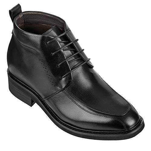 Image of Calden Men's Invisible Height Increasing Elevator Shoes - Black Leather Lace-up Dress Formal Ankle Boots - 3 Inches Taller - K28801 - Size 12 D(M) US
