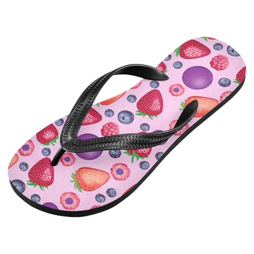 Strawberry Blueberry Purple Flip Flops for Beach Thong Sandals Anti-slip Lightweight Shower Shoes for Summer Outdoor Travel2
