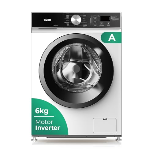 Svan Lavadora 6Kg Carga Frontal Blanco SL6104AIDV. 1000rpm, Motor Inverter, 16 Programas, Función Stop&Go, Clase de Eficiencia Energética A