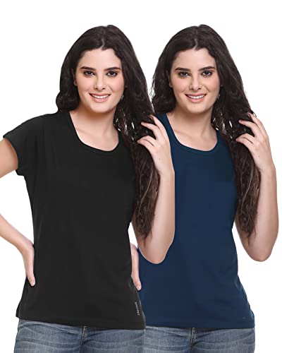 Image of GODFREY Women Round Neck Half Sleeve Cotton T Shirts