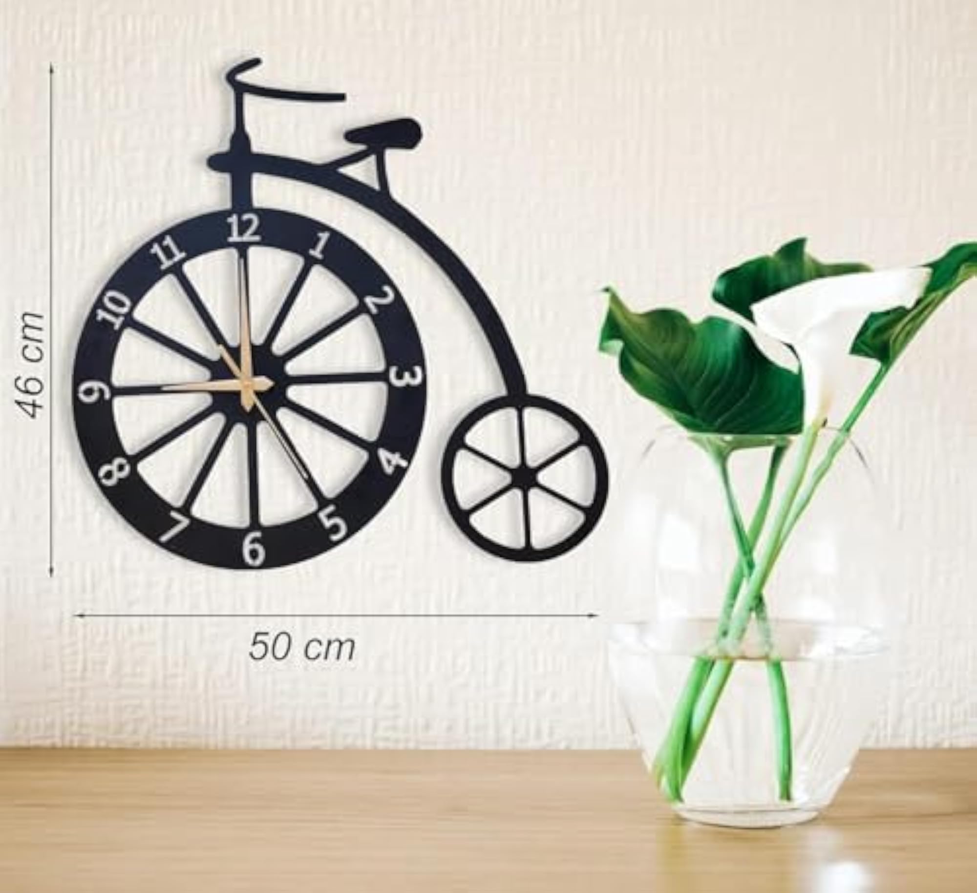 Stylish Metal Analog Wall Clock, Antique Cycle Design