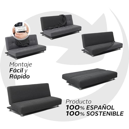 FAVERTI® Elastischer Sofabezug für Schlafsofa, 3-Sitzer, Modell Reale | Grau | Universal-Sofabezug | Qualitätsschutz aus Jacquard-Stoff