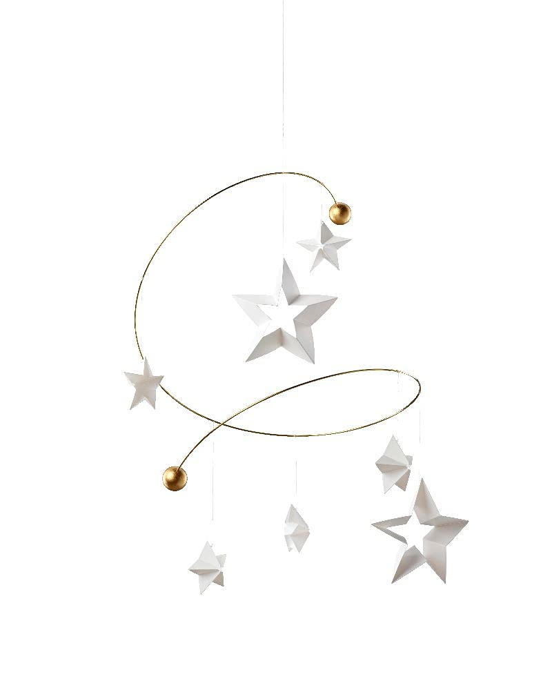 Starry Night 7 Mobile with 7 Hanging Stars - f163b - 11 inches - Handmade in Denmark by Flensted