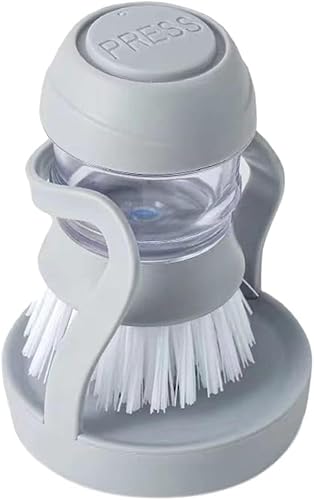 Dish Cleaning Brush,Dish Scrub Brush with Soap Dispenser,Palm Scrub Washing Brush with Stand and Drip Tray for Kitchen, Bathroom, Sink, Washing Dishes, POTS, Dishes