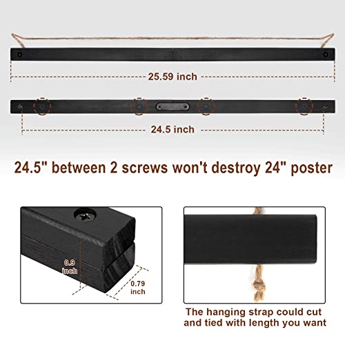 Honiway Poster Hanger 24X36 24X32 24X18 24X24 Upgraded Heavy Duty Magnetic Wooden Poster Frame For For Posters, Prints, Photos, Pictures, Maps, Scrolls, And Canvas Artwork #TOP3