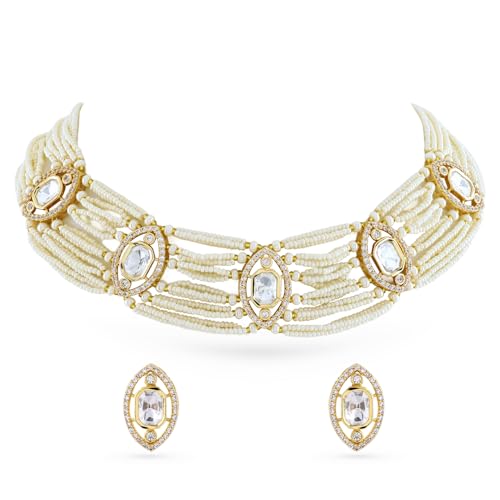 Image of Rubans Choker Necklace Set Kundan Traditional Stylish Jewellery Gift for Women & Girls
