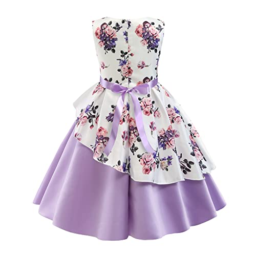 Easter Christmas Dresses For Little Girls Toddler Kids Flower Girl Dress Size 7 8 Years Teen Elegant Paegant Party Birthday Princess Formal Ball Gown Fairy Dresses (Purple 140) #TOP2