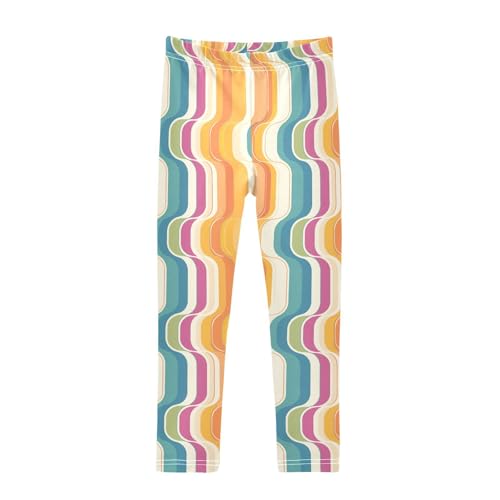 KLL Abstract Rainbow Stripes Toddler Girls Active Leggings Stretch High Waisted Pants Running