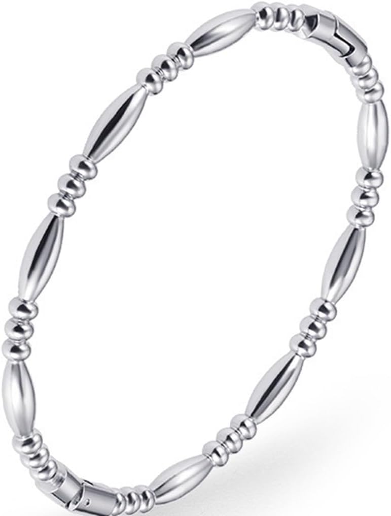 Jude Jewelers Stainless Steel Classic Plain Water Drop Beads Style Open Clasp Bangle Bracelet