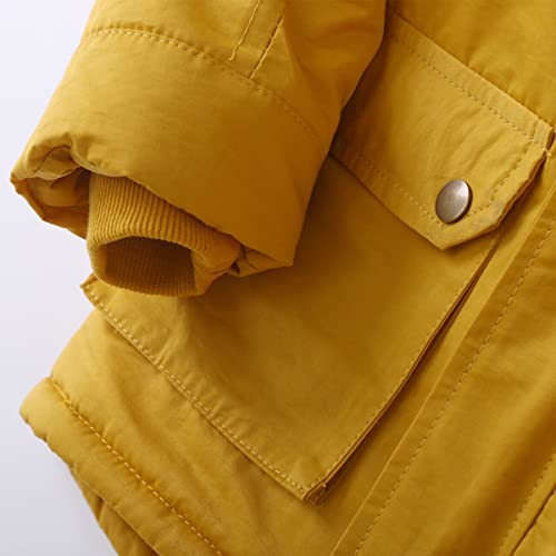 Happy Cherry Kids Winter Coats with Fur Hooded Light Puffer Coat Warm Fleece Jacket for Baby Boys Girls Toddler2