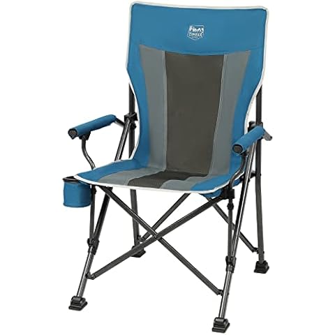 Timber Ridge High Back Camping Chairs for Adults Folding Camping Chair Heavy Duty 150kg Fold Up Chair with Hard Armrest Portable for Outdoor Camping Fishing Garden Picnic Blue Cover