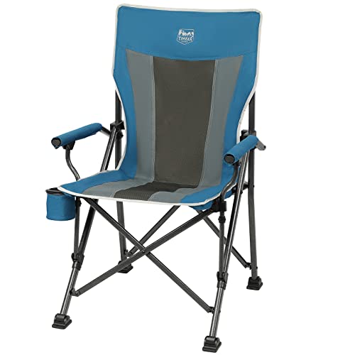 Timber Ridge Silla de jardín plegable de camping, resistente, ergonómica, respaldo alto, portátil, resistente, con bolsa de transporte, portavasos, camping, pesca, festival, azul Cover