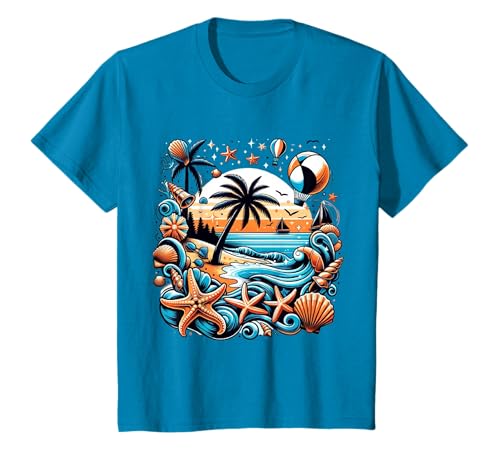 Étoile de mer bleue et coquillages sur le thème de l'océan pour femme T-Shirt
