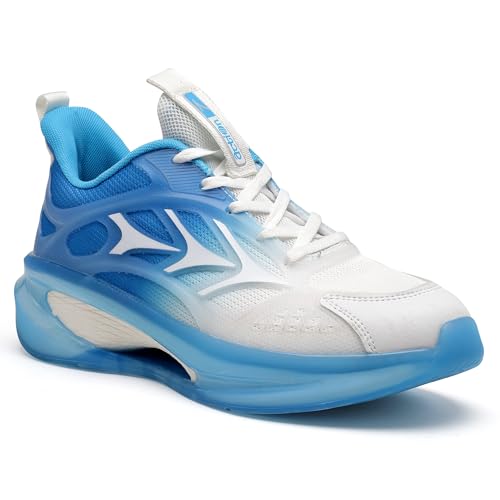 Image of Action | Athleo | TURBO-403 | Men's | Lace-Up | Running | Shoes | Trendy | Lightweight | Comfortable | Durable | Sports | Shoes White-Sky-Blue