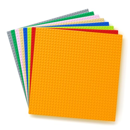 Vdealen 8 Pack Classic Baseplates 10" x 10" Large Building Plates for Building Bricks, Compatible with All Major Brands and Activity Table- Perfect STEM Gift for Builders (Multicolored)