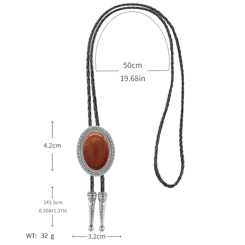 Image of Jeilwiy Bolo Tie for Men Real Stone Westwern Cowboy Ties Silver Bolos Women Leather Necktie Gift for Birthday Christmas