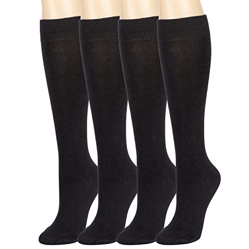 4 Pair Bamboo Knee High Socks Thin Casual Dress Socks Breathable Lightweight Stockings