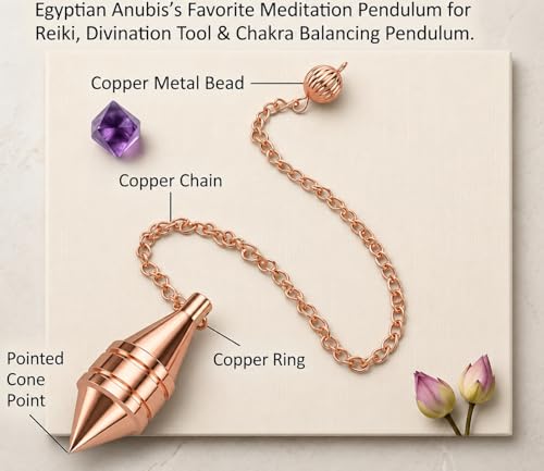 Image of Copper Metal Egyptian Anubis's Favorite Meditation Pendulum for Reiki, Divination Tool & Chakra Balancing Pendulum.