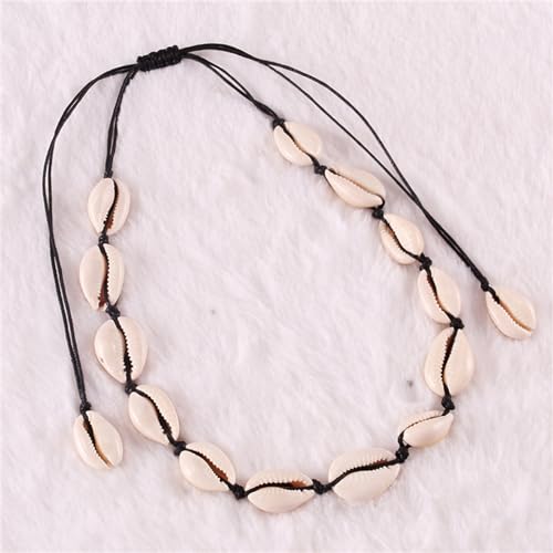 Dreuyet Puka Shell Necklace for Men Women Bohemian Handmade Natural White Colorful Irregular Shell Choker Necklace Adjustable Seashell Necklace Cowrie Hawaiian Summer Beach Boho Jewelry Gifts3