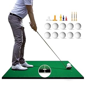ComfyGoods Durable Golf Hitting Mats, 5x4ft – Artificial Turf Golf matt for Outdoors with 10 Balls & 9 Tees, Backyard Excellent Quality 31mm Thick Golf Practice Swing mat, Golf mats Practice Indoor