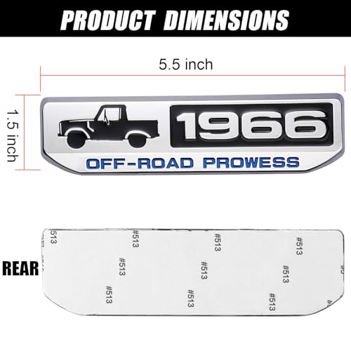 Image of 5.5 inches Badge Emblem for Bronco, 1966 Off-Road Prowess, Stainless Steel, 3D Emblem for Tailgate and Sides Compatible with Bronco & Bronco Sport 2021 2022 2023 2024 Accessories (Silver & Black)