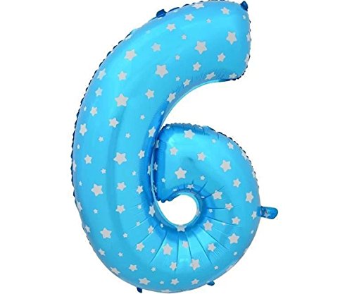 Image of AMFIN 17 inch 6 Number Foil Balloon, Birthday Decoration Items [Helium Supported] - Blue