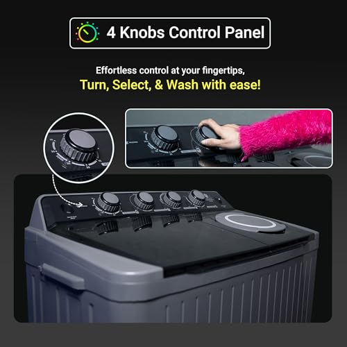 Image of Power Guard 8.5 kg, 5 star, Semi-Automatic Top Load Washing Machine, Air Turbo Drying, Dark Gray)