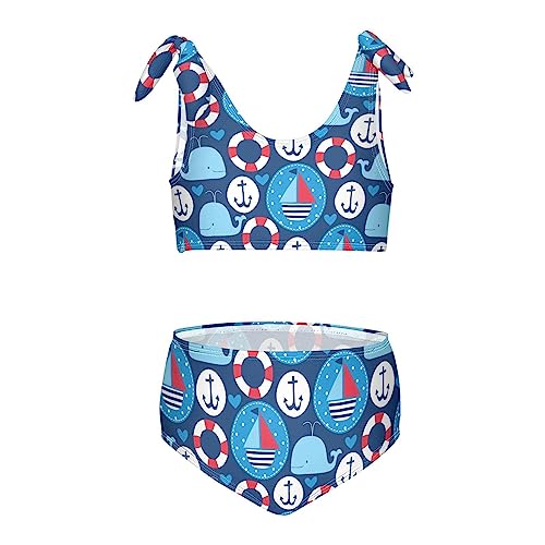 Nautical Ship Whale Anchor Girls Bikini Sets 2 Piece Swimsuits Bathing Suit Swimwear