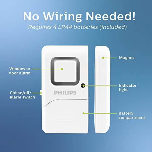 Philips Personal Security Window and Door Alarm, 4 Pack, Wireless Chime - image 3