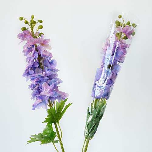 Zooeyroose Purple Delphinium Artificial Flowers 3Pcs 31.5In Latex Real Touch Fake Plant Larkspur With Long Stem For Tall Vase Diy Centerpieces For Tables Home Decor Wedding Garden #TOP5