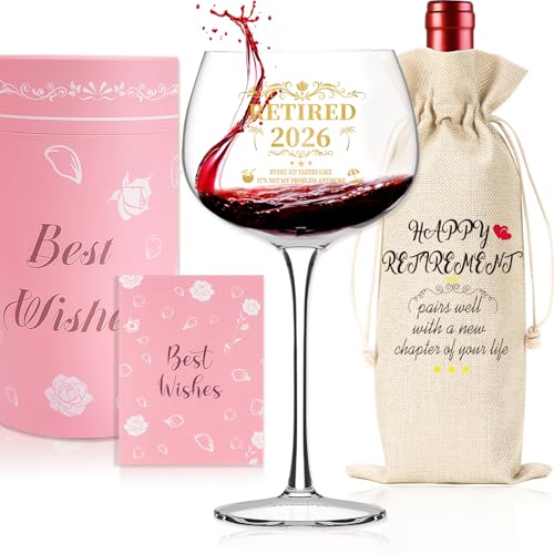 SHXWELL Retirement Gifts for Women Happy Retirement Gift Colleagues Leaving Gift Wine Glass 2026 Thank You Leaving Gifts Retired Farewell Gifts for Coworkers Colleagues Retirees Friends