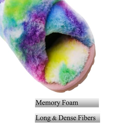 Crazy Lady Women'S Fuzzy Fluffy House Slippers Cute Plush Memory Foam Shoes Cross Band Indoor Outdoor Open Toe Sandals thumb #5