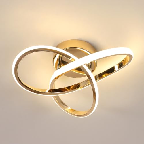 Comely Lampadario a LED da soffitto, lampada da soffitto a LED, 30 W, 3375 lm, lampada da soffitto oro per camera da letto, soggiorno, cucina, corridoio, luce bianca naturale 4500 K