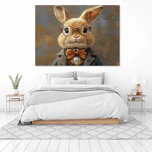 Impression sur toile decoration murale animal lapin noir 70x100cm - 3