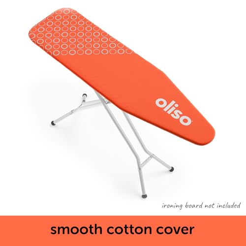 Image of Oliso Ironing Board Cover, Durable 100% Cotton Lined with Professional Grade Felt pad - Fits Standard 54 inch x 15 inch Boards, a Wide Elastic Edge, Two Adjustable Straps for Secure Fit (Coral)
