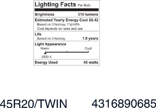 Ge Lighting 18279 45-Watt 310-Lumen R20 Indoor Flood Light Bulb, 2 Count (Pack Of 1), Soft White #TOP4