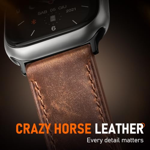 Image of Genuine Leather Watch Band Men Compatible with Apple Watch